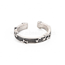 Musical Note Open Cuff Ring, Tibetan Style Alloy Jewelry for Women, Cadmium Free & Lead Free, Antique Silver, US Size 8(18.1mm)(RJEW-S038-209)