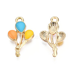 Light Gold Plated Alloy Pendants, with Enamel, Balloon, Colorful, 23.5x13.5x3.5mm, Hole: 2mm(ENAM-T009-16B)