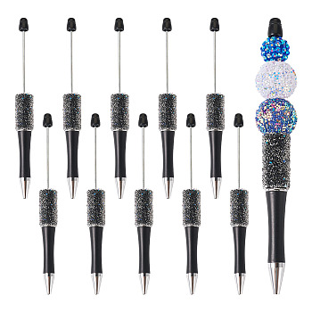 Plastic Beadable Pens, Shaft Black Ink Ballpoint Pen, for DIY Pen Decoration, Black, 146x14.5mm, Pin: 1.8mm