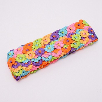 Flower Polyester Trim Ribbon,  for Sewing or DIY Craft Decoration, Colorful, 1"(25mm), about 15yards/card(13.72m/card)