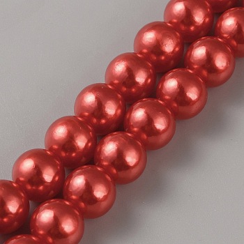 Imitation Pearl Acrylic Beads, Round, Red, 14mm