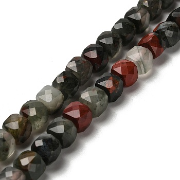 Natural African Bloodstone Beads Strands, Faceted, Cube, 6.5~7.5x6.5~7.5x6.5~7.5mm, Hole: 1.2mm, about 57~58pcs/strand, 15.35~15.55 inch(39~39.5cm)