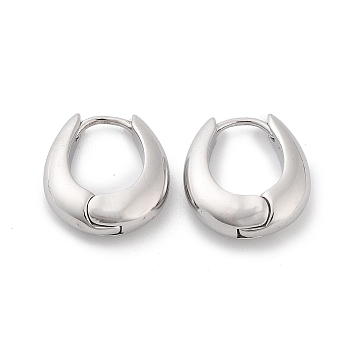 304 Stainless Steel Hoop Earrings, Stainless Steel Color, 17.5x15x5mm