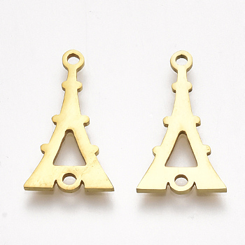 201 Stainless Steel Links connectors, Laser Cut Links, Eiffel Tower, Golden, 17.5x10x1mm, Hole: 1.5mm