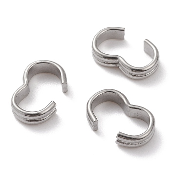 304 Stainless Steel Quick Link Connectors, Number 3 Shaped Clasps, Stainless Steel Color, 13x8x3mm, Inner Diameter: 11x6mm