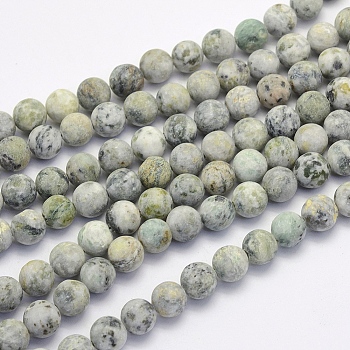 Natural Crazy Agate Beads Strands, Round, Dyed & Heated, Frosted, Cornsilk, 8~8.5mm, Hole: 1mm, about 47pcs/strand, 14.9 inch(38cm)