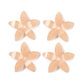 Epoxy Resin Glitter Powder Decoden Cabochons, Flower, Sandy Brown, 29x29x4mm