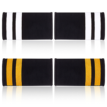 4 Pairs 2 Colors Rectangle Polyester Pilot Epaulettes, Sew on Felt Cloth Shoulder Badges, Black, 90~92x49~50x2~2.5mm, 2 pairs/color