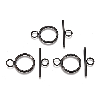 304 Stainless Steel Toggle Clasps, Ring, Electrophoresis Black, Ring: 28x20x2mm, Hole: 5.5mm, Bar: 30x10x2mm, Hole: 5.5mm