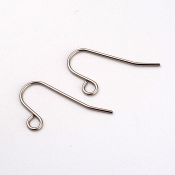 Tarnish Resistant 316L Surgical Stainless Steel Earring Hooks, Ear Wire, with Horizontal Loop, Stainless Steel Color, 12x19mm, Hole: 2mm, 20 Gauge, Pin: 0.8mm