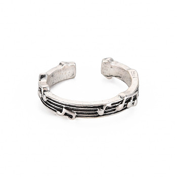 Musical Note Open Cuff Ring, Tibetan Style Alloy Jewelry for Women, Cadmium Free & Lead Free, Antique Silver, US Size 8(18.1mm)