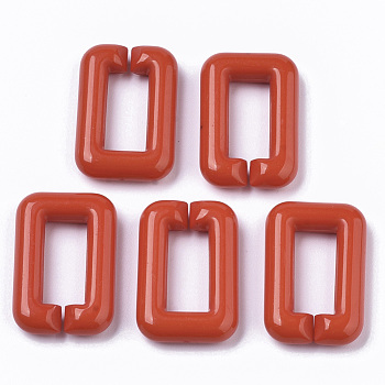 Opaque Acrylic Linking Rings, Quick Link Connectors, For Jewelry Cross Chains Making, Rectangle, Red, 30x20x6mm, Inner Diameter: 8x18mm, about 210pcs/500g