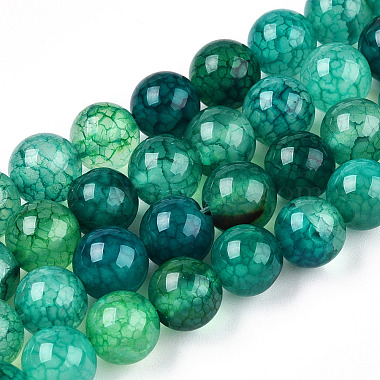 8mm Green Round Dragon Veins Agate Beads