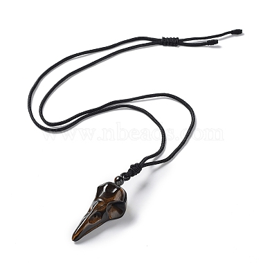 Collier avec pendentif en forme d'oeil de tigre naturel(NJEW-H009-01-05)-4