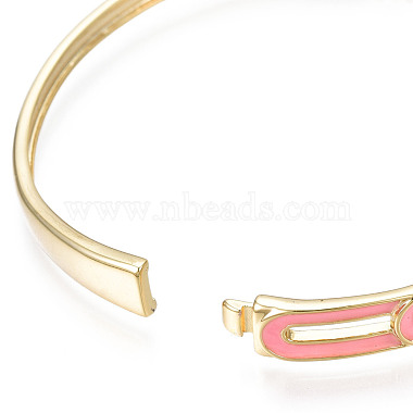 Bracelet jonc à charnière ovale en zircone cubique transparente avec émail(BJEW-N012-019)-5