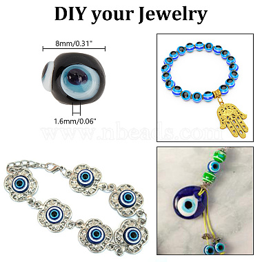 1 Strand Handmade Evil Eye Lampwork Beads Strands(LAMP-DR0001-01B)-2