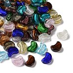 Handmade Silver Foil Glass Beads, Moon, Mixed Color, 15~16x15.5~16x5.5~7mm, Hole: 1.4mm(LAMP-F045-04)