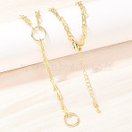 Brass 8 Link Chain Y Lariat Necklaces, with Round Rings, Long-Lasting Plated, Rack Plating, Lead Free & Cadmium Free, Real 18K Gold Plated, 17.05 inch(43.3cm)(NJEW-H087-02G)