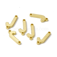 Rack Plating Brass Connector Charms, Real 18K Gold Plated, Long-Lasting Plated, Cadmium Free & Nickel Free & Lead Free, Letter Links, Letter.J, 13.5x5.5x1.5mm, Hole: 1mm(KK-C007-38G-J)