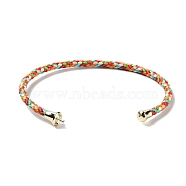 Stainless Steel Cuff Bangle Making, with Golden Tone Brass Finding, for Half Drilled Beads, Colorful, Inner Diameter: 1-3/4x2-3/8 inch(4.6x6cm), Pin: 1mm(MAK-C004-01G-18)