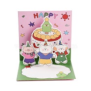 Square 3D Pop Up Paper Greeting Card, with Envelope, Christmas Day Invitation Card, Pink, 120x120x2.5mm(AJEW-P123-A02)