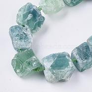 Natural Fluorite Beads Strands, Nuggets, 10~27x17~33x17~33mm, Hole: 3mm, about 12~15pcs/strand, 15.7 inch(G-R421-12)