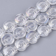 Electroplate Glass Beads Strands, AB Color Plated, Spiral Shell Shape, Clear AB, 12x11.5x4.5mm, Hole: 1mm, about 50~51pcs/Strand, 24.41 inch(62cm)(EGLA-S190-04)
