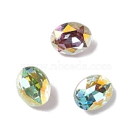 K9 Glass Rhinestone Cabochons, Pointed Back & Back Plated, Oval, Mixed Color, 10x8x4mm(RGLA-J020-B-LA)