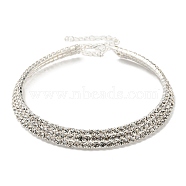 Crystal Rhinestone Choker Necklaces, Fashion Alloy Rectangle Link Chain Necklace, Silver, Inner Diameter: 3.56 inch(9.05cm)(NJEW-L176-02S)