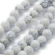 Synthetic Turquoise Beads Strands, Round, WhiteSmoke, 8mm, Hole: 0.8mm, about 50pcs/strand, 15.74 inch(40cm)(G-P386-01-8mm)