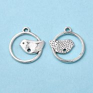 Alloy Pendants, Lead Free and Cadmium Free, Ring With Bird, Antique Silver, 22x20x2mm, Hole: 2mm(X-EA9508Y)