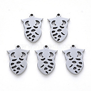 304 Stainless Steel Pendants, Laser Cut, Owl, Stainless Steel Color, 16x11x1mm, Hole: 1.2mm(STAS-N092-27)