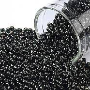 TOHO Round Seed Beads, Japanese Seed Beads, (2209) Silver Lined Dark Emerald, 11/0, 2.2mm, Hole: 0.8mm, about 5555pcs/50g(SEED-XTR11-2209)