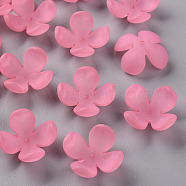 Frosted Acrylic Bead Caps, 4-Petal, Flower, Hot Pink, 27x27x11mm, Hole: 1.8mm, about 276pcs/500g(MACR-S371-06A-704)