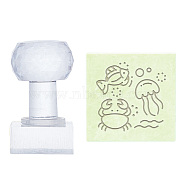 Clear Acrylic Soap Stamps, DIY Soap Molds Supplies, Square with Sea Animals, Other Animal, 60x38x38mm, pattern: 35x35mm(DIY-WH0445-010)