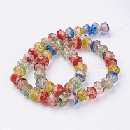 Handmade Gold Sand Lampwork Beads, Faceted Rondelle, Colorful, 9.5~10x7mm, Hole: 2mm(X-LAMP-K027-01H)