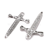 Tibetan Style Alloy Dagger Pendants, Lead Free & Cadmium Free, Cross, Antique Silver, 52x33x3mm, Hole: 3.5mm(X-LF1306Y)