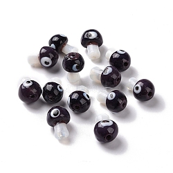 Handmade Evil Eye Lampwork Beads, Mushroom Shape, Indigo, 16.5~18x11.5~13x11.5~13mm, Hole: 1.6~2mm(LAMP-D018-01H)