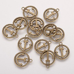 Tibetan Style Alloy Pendants, Anchor, Cadmium Free & Nickel Free & Lead Free, Antique Bronze, 18x15.5x2mm, Hole: 1.5mm(X-TIBEP-3768-AB-FF)