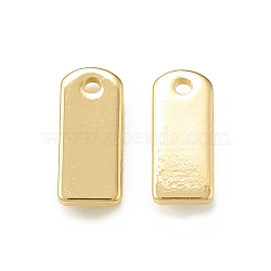 Brass Charms, Rectangle Charm, Real 18K Gold Plated, 10x4.5x1mm, Hole: 1mm(KK-P228-07G)