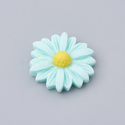 Resin Cabochons, Flower/Daisy, Pale Turquoise, 23x22x7mm(CRES-N007-10J)