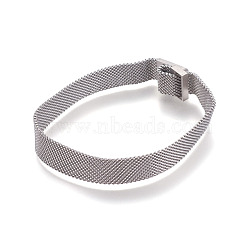 Stainless Iron Mesh Chain Bracelet Making, with Magnetic Clasps, Fit Slide Charms, Stainless Steel Color, 9 inches(23cm); 10mm(MAK-E667-01P)