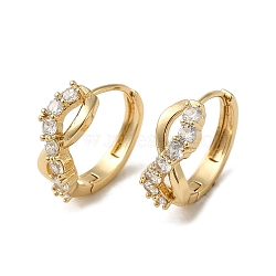 Brass Hoop Earrings, with Glass, Light Gold, 19x7.5mm(EJEW-L271-15KCG-05)