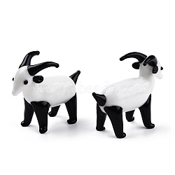 Handmade Lampwork Home Decorations, 3D Goat Ornaments for Gift, Black, 53~54x22.5x43.5~45.5mm(LAMP-T011-90)