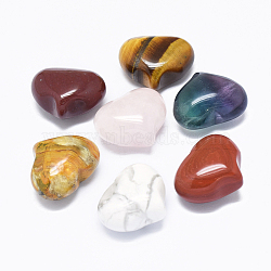 Natural Mixed Stone, Heart Love Stone, Pocket Palm Stone for Reiki Balancing, 20~21x25~25.5x13~14mm(G-F637-11)