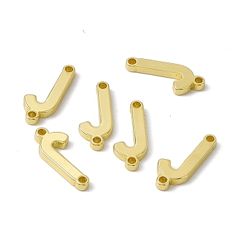 Rack Plating Brass Connector Charms, Real 18K Gold Plated, Long-Lasting Plated, Cadmium Free & Nickel Free & Lead Free, Letter Links, Letter.J, 13.5x5.5x1.5mm, Hole: 1mm