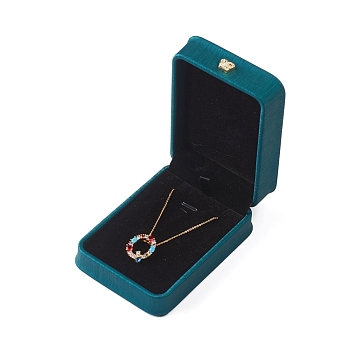 PU Leather Pendant Storage Box, Plush Interior Gift Case, for Jewelry Showcase Pendant Holder, Dark Cyan, 10x7x4cm