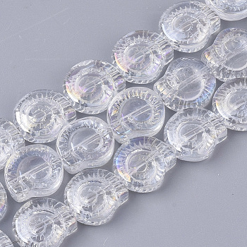 Electroplate Glass Beads Strands, AB Color Plated, Spiral Shell Shape, Clear AB, 12x11.5x4.5mm, Hole: 1mm, about 50~51pcs/Strand, 24.41 inch(62cm)