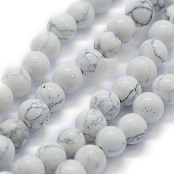 Synthetic Turquoise Beads Strands, Round, WhiteSmoke, 8mm, Hole: 0.8mm, about 50pcs/strand, 15.74 inch(40cm)