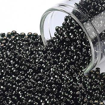 TOHO Round Seed Beads, Japanese Seed Beads, (2209) Silver Lined Dark Emerald, 11/0, 2.2mm, Hole: 0.8mm, about 5555pcs/50g